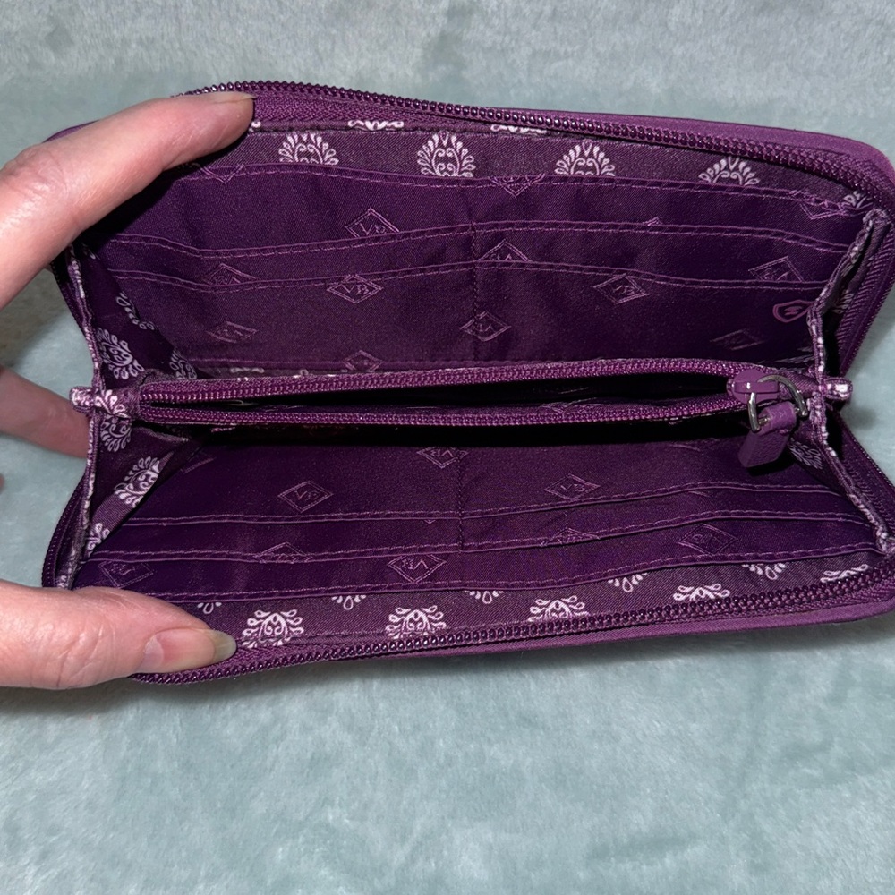 Vera Bradley Purple Floral Zip Wallet - Picture 4 of 11